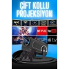 Projektör Siyah Android Taşınabilir Sinema Projeksiyon Wifi Destekli En Güncel Sürüm Akıllı