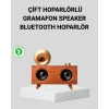 Retro Gramafon Bluetooth Hoparlör Çift Stereo Sesli Fm Radyo Destekli