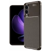 Samsung Galaxy S25 Edge Kılıf Auto Focus Karbon Kapak - Kahverengi