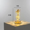 Silindirik Kristal Altın Toz Model LED Masa Lambası – Gold Tabanlı, Dokunmatik, 3 Renk Işık Modlu, Şarjlı Modern Dekoratif Gece Lambası (5324)