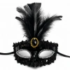 Siyah Renk Payetli Pullu Tüylü Parti Maskesi 17x20 cm (5324)