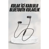 Sports Mıknatıslı Siyah Bluetooth Kulaklık Kablolu Uzun Pil Ömrü