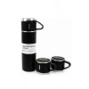 Termos Paslanmaz Çelik Termos Siyah Renk 3 Bardaklı Termos Seti