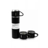 Termos Paslanmaz Çelik Termos Siyah Renk 3 Bardaklı Termos Seti