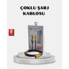 USB-C USB-A 4’ü 1 Arada Örgülü Kablo 65W Hızlı Şarj Metal Uç Dayanıklı
