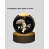 Usb Led 3d Küçük Prens Kristal Küre Ahşap Standlı Gece Lambası