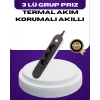 USB Yuvalı Anahtarlı Üçlü Priz 2 Metre Kablolu