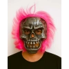 Wild Skull - Gümüş Kafatası Pembe Saçlı İskelet Maske (5324)