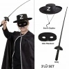 Zorro Kostüm Seti 3’lü Çocuk – Şapka, Maske Ve Kılıç