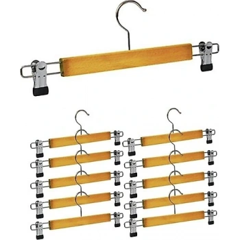 10 ADET AHŞAP METAL UÇLU PANTOLON VE ETEK ASKISI (5324)