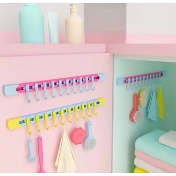 10 Kancalı Raylı Mutfak ve Banyo Düzenleyici Askı 30 cm (5324)