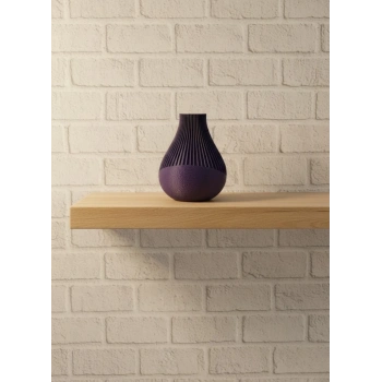 11 cm Mor Minimal Çizgili Vazo Masa Üstü Şık Dekor Objesi