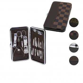 12 PCS - GÜMÜŞ MANİKÜR - PEDİKÜR SETİ RENKLİ DESENLİ - CÜZDAN MODELİ ÇANTALI (5324)