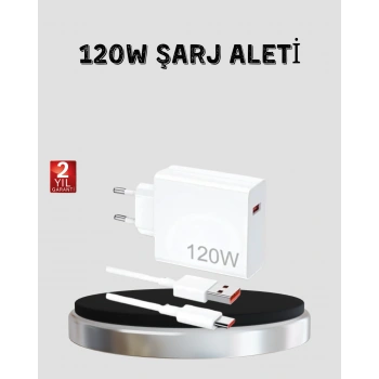 120W Hızlı Şarj Başlığı Ultra Güçlü Type-C Adaptör Kablo Dahil