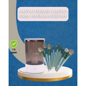 13 Parça Makyaj Fırça Seti + Otomatik Fırça Temizleyici