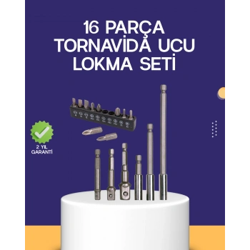 16 Parça Bits Ve Adaptör Seti Vidalama Tamir Bakım Seti