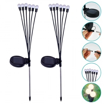 2 Adet Güneş Enerjili Plastik Bahçe Lambası – LED Dış Mekan Top Aydınlatma, Otomatik Açılıp Kapanan Solar Işık (5324)