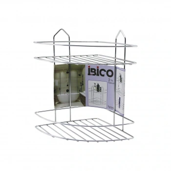 2 KATLI - ÜÇGEN   KROM   METAL  BANYO KÖŞELİK - DUŞKABİN RAF (5324)