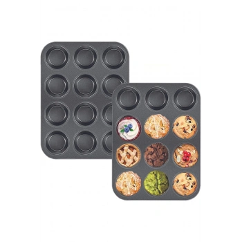 2Lİ SET Muffin Kalıbı 12li Fırın Mini Kek Browni Kekstra Kalıbı Cupcake  ülü