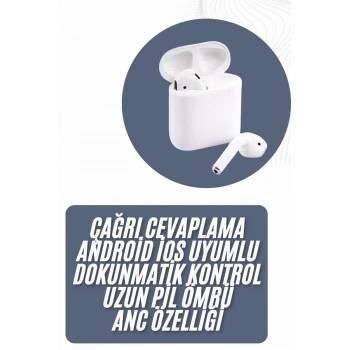 2025 Model Çağrı Cevaplayabilen Bluetooth Kulaklık Beyaz Dokunmatik Kontrol