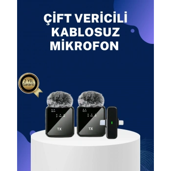2in1 Kablosuz Yaka Mikrofonu İos Ve Android Uyumlu