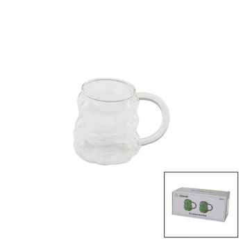 2PCS  ÜZÜM - KABARCIKLI KULPLU CAM BARDAK TERMİSİL - ISIYA DAYANIKLI BOROSİLİKAT350ML (5324)