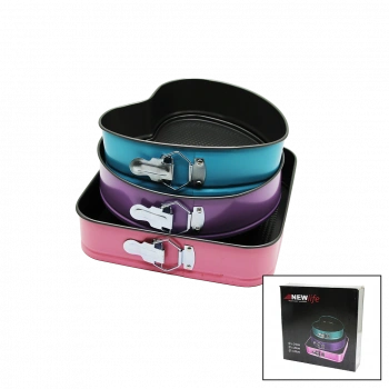 3 PARÇA  SET METAL KEK KALIP KELEPÇELİ KALP - KARE - YUVARLAK (5324)