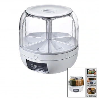 360° DÖNEBİLEN GIDA ORGANİZERİ 6 BÖLMELİ - 6KG. OTOMATİK DÜĞME MUSLUK (5324)