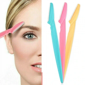3’lü Kadın Kaş Usturası Seti – Hassas Ciltler İçin Güvenli Yüz Tüy Temizleme Bıçağı (5324)