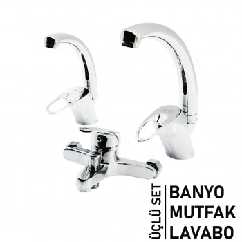 3LÜ SET   BANYO - EVYE MUTFAK - LAVABO   AÇ KAPA  MİX BATARYA MUSLUK (5324)