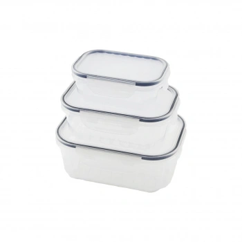 3pcs Sızdırmaz Saklama Kabı Seti Şeffaf Kap Buğulu Contalı Kapak 500 1000 1700ml