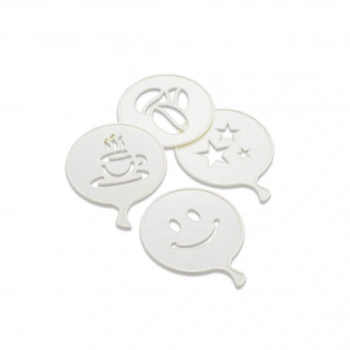 4 PCS SÜSLEME ŞABLONU PLASTİK KAHVE FİNCAN - YILDIZ - GÜLEN YÜZ - PALYAÇO (5324)