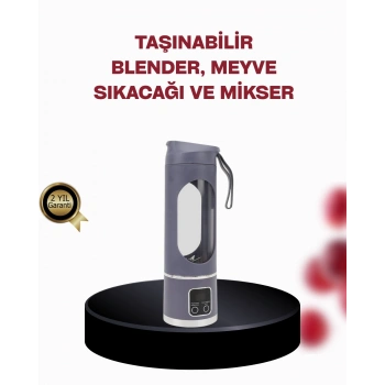 450 ml Taşınabilir Blender – Tip-C Şarjlı 12 Bıçaklı Meyve Sıkacağı