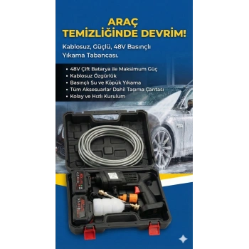 48v Şarjlı Çift Bataryalı Taşınabilir Basınçlı Oto Yıkama Bahçe Sulama Tabancası