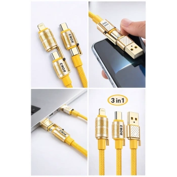 4in1 Hızlı Şarj Ve Data Kablosu Type-c / Lightning / Micro Usb PL-8631 (5324)