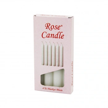 4PCS - KALIN   ÇAP=2CM - UZUNLUK=15CM     BEYAZ KLASİK  MARKET MUM (5324)