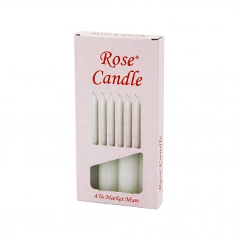 4PCS - KALIN   ÇAP=2CM - UZUNLUK=15CM     BEYAZ KLASİK  MARKET MUM (5324)