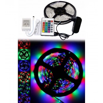 5 Metre Rgb Şerit Led Seti-İç ve Dış Mekan Silikonlu-Tak Çalıştır (5324)