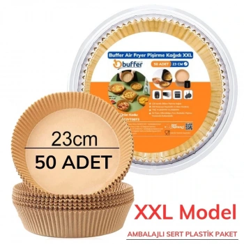 50 Adet Air Fryer Pişirme Kağıdı Tek Kullanımlık  23 Cm Yuvarlak Pişirme Kağıdı XXL PVC li (5324)