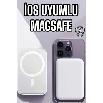 5000 Mah İOS Uyumlu Magsafe Kablosuz Şarj Hızlı Şarj Desteği