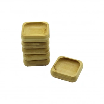 6 ADET 9X9CM KARE AHŞAP BAMBU ÇEREZLİK - LOKUMLUK KASE DERİNLİK: 1.8CM (5324)