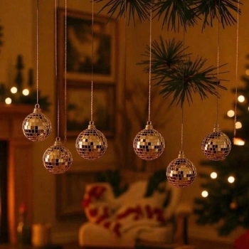 6lı Çam Ağacı Süsü Disko Topu-4cm