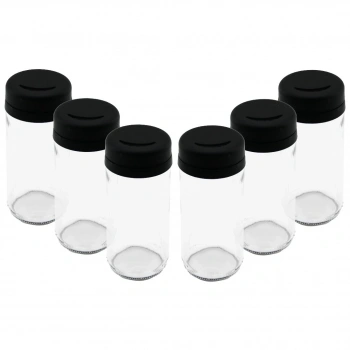 6 Parça Cam Baharatlık Tuzluk Plastik Kapak 225 Ml