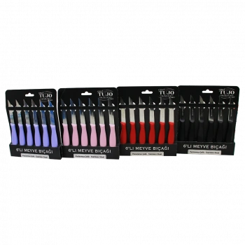 6 PARÇA  MEYVE BIÇAK RENKLİ PLASTİK SAPLI (5324)