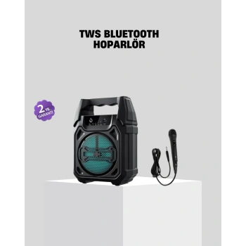 6.5 İnç Bluetooth Hoparlör Mikrofonlu Taşınabilir Karaoke ve Parti Sistemi
