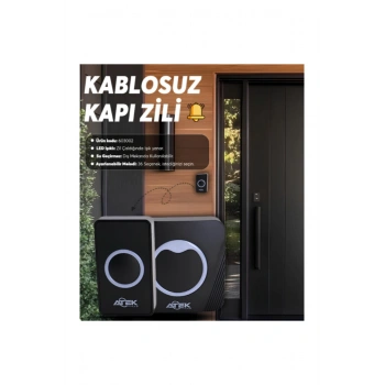 Siyah Kablosuz Su Geçirmez Kapı Zili