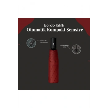 Bordo Kılıflı Otomatik Kompakt Şemsiye
