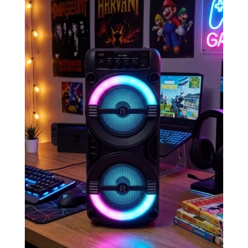 Kablosuz Bluetooth Hoparlör LED Işıklı USB ve TF Kart Destekli