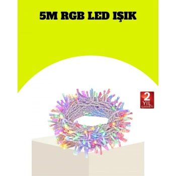 Enerji Tasarruflu Şeffaf Kablo 5 m 50 LED Dekor Işık