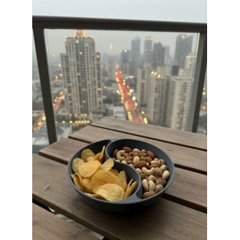 Gri Çerezlik Kase Seti Modern Bölmeli Sunum Tasarımı